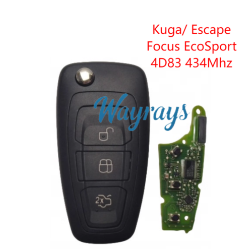 Original for Ford 4D83 chip with 434mhz 3 button remote key,with aftermarket shell