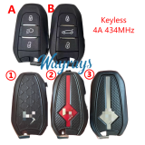 Original for Citroen DS 4A chip with 434mhz keyless 3 button remote key