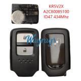 Original for Honda KR5V2X A2C80085100 ID47 chip with 434mhz keyless 2 button remote key,aftermarket shell