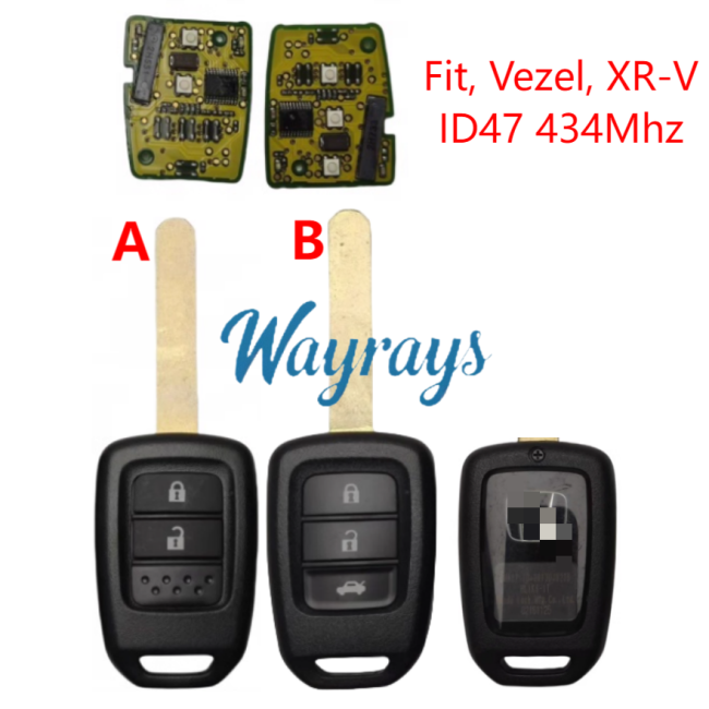 Original for Honda Fit/Vezel/XR-V ID47 chip with 434mhz 2/3 button remote key