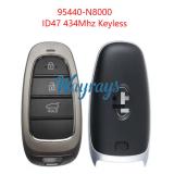 Original for Hyundai 95440-N8000 ID47 chip 434mhz keyless 3 button remote key，aftermarket shell