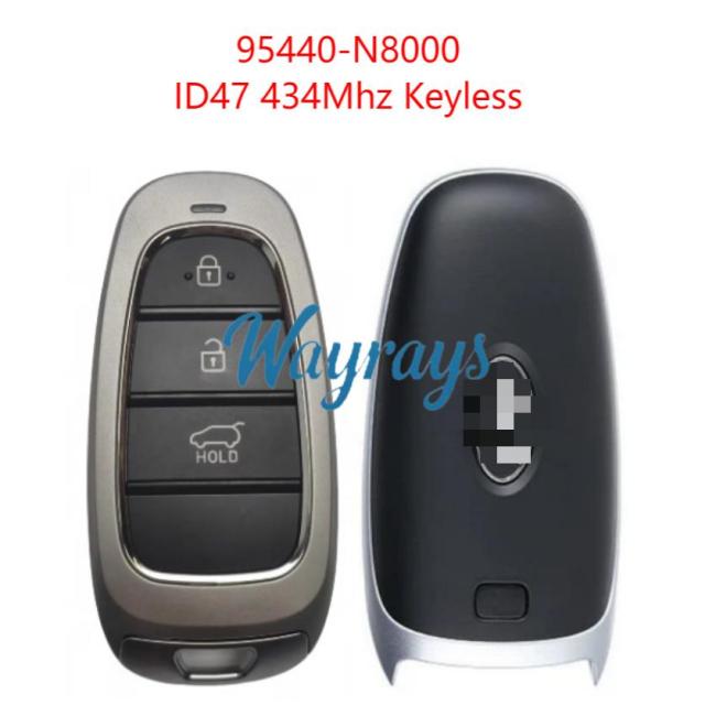 Original for Hyundai 95440-N8000 ID47 chip 434mhz keyless 3 button remote key,aftermarket shell