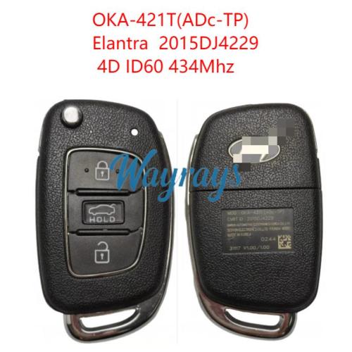 Original for Hyundai Elantra 2015DJ4229 4D ID60 chip 434mhz 3 button remote key