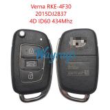 Original for Hyundai Verna RKE-4F30 2015DJ2837 4D ID60 chip 434mhz 3 button remote key
