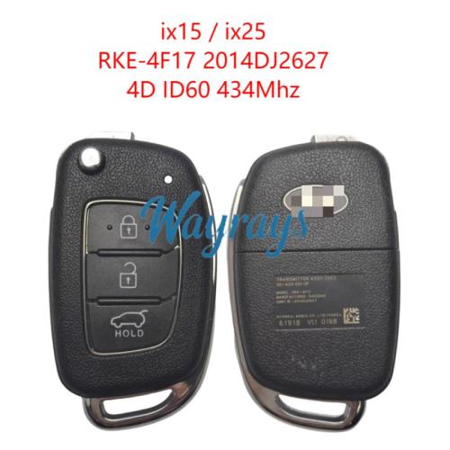 Original for Hyundai ix15/ix25 RKE-4F17 2014DJ2627 4D ID60 chip 434mhz 3 button remote key