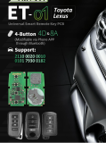 EoneBoss ET-01 Toyota/Lexus Universal Smart Remote Key PCB, 4-Button, 4D&8A (Modifiable via Phone APP through Bluetooth) Compatible Board Numbers: 2110, 0020, 0010, 0101, 7930, 0182