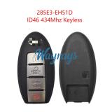 Original for Infiniti 285E3-EH51D ID46 chip 434mhz keyless 3+1 button remote key