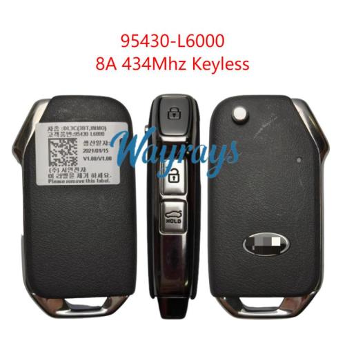 Original for Kia 95430-L6000 8A chip 434mhz keyless 3 button flip remote key