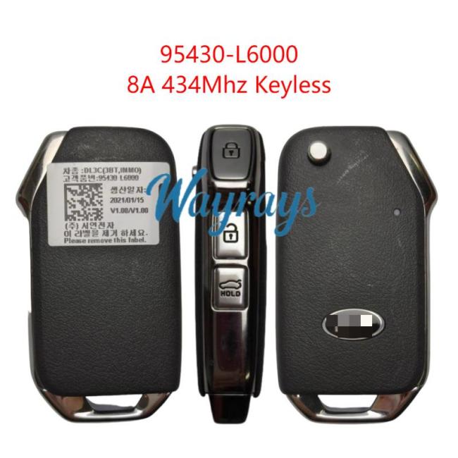 Original for Kia 95430-L6000 8A chip 434mhz keyless 3 button flip remote key