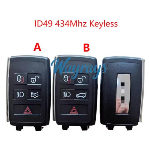 Original for Jaguar ID49 chip 434mhz keyless 4+1 button remote key，High-end version,Sedan Button