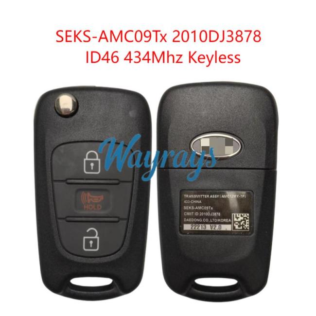 Original for Kia SEKS-AMC09Tx 2010DJ3878 ID46 chip 434mhz keyless 2+1 button remote key