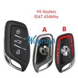 Original for MG HS ID47 chip 434mhz keyless 3 button remote key