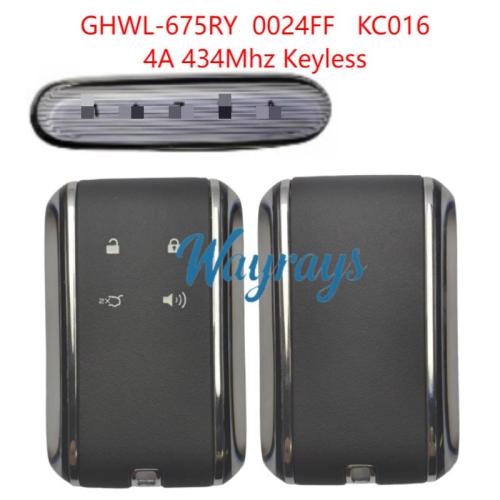 Original for Mazda GHWL-675RY 0024FF KC016 4A chip 434mhz keyless 4 button remote key