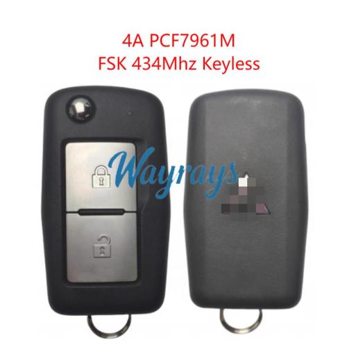 Original for Mitsubishi 4A chip PCF7961M with FSK 434mhz keyless 2 button remote key