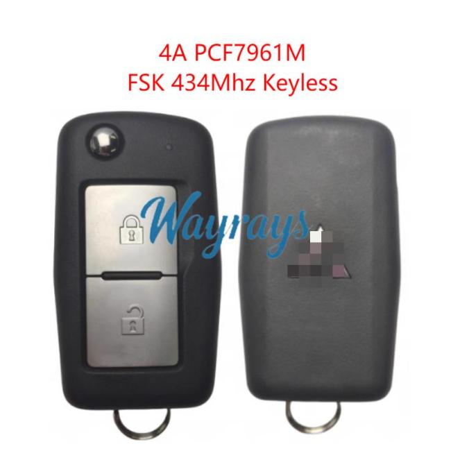 Original for Mitsubishi 4A chip PCF7961M with FSK 434mhz keyless 2 button remote key