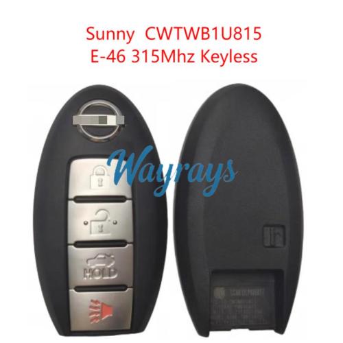 Original for Nissan Sunny CWTWB1U815 ID46 chip 315mhz keyless 3+1 button remote key