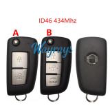 Original for Nissan ID46 chip 434mhz 2/3 button flip remote key