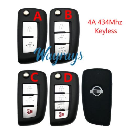 Original for Nissan CWTWB1G767 4A chip 434mhz keyless flip remote key