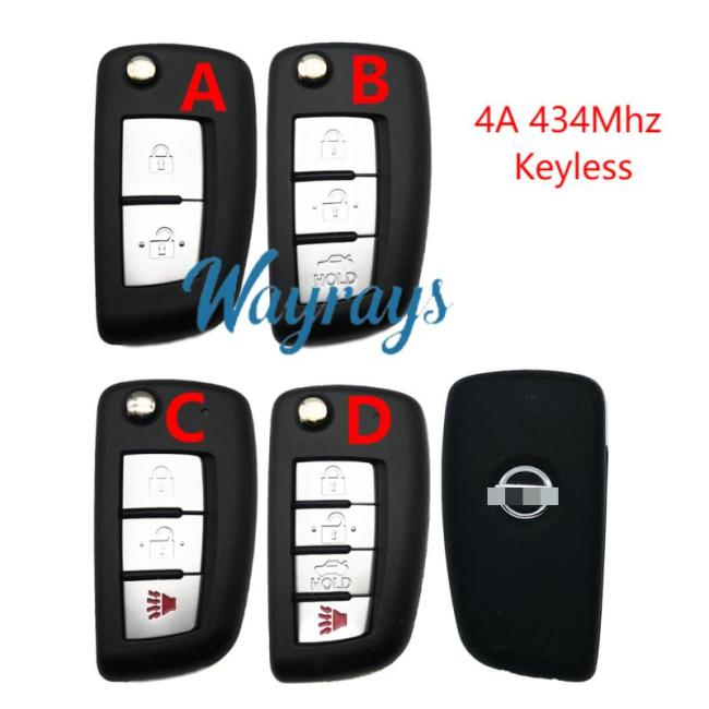 Original for Nissan CWTWB1G767 4A chip 434mhz keyless flip remote key