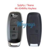 Original for Nissan Sylphy Teana 4A chip 434mhz keyless 3 button remote key