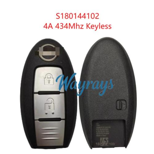 Original for Nissan  S180144102 4A chip 434mhz keyless 2 button remote key