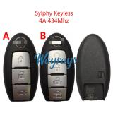 Original for Nissan Sylphy 4A chip 434mhz keyless 3/4 button remote key