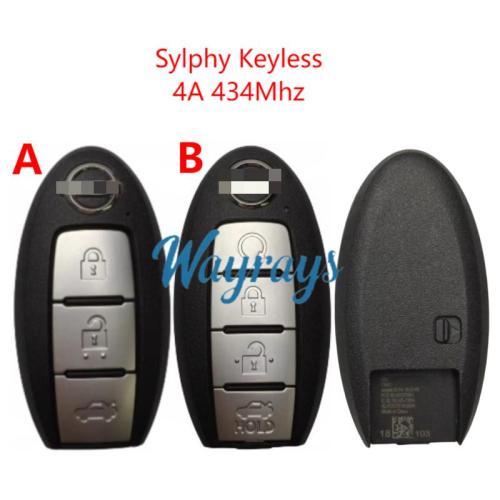 Original for Nissan Sylphy 4A chip 434mhz keyless 3/4 button remote key