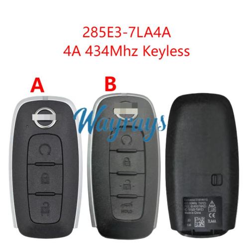 Original for Nissan 285E3-7LA4A 4A chip 434mhz keyless 3/4 button remote key