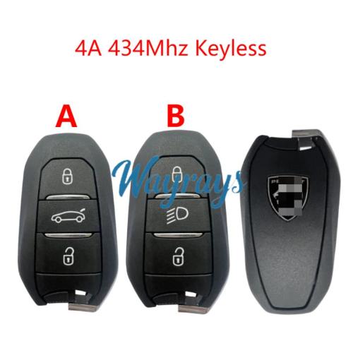 Original for Peugeot (New style) 4A chip 434mhz keyless 3 button remote key