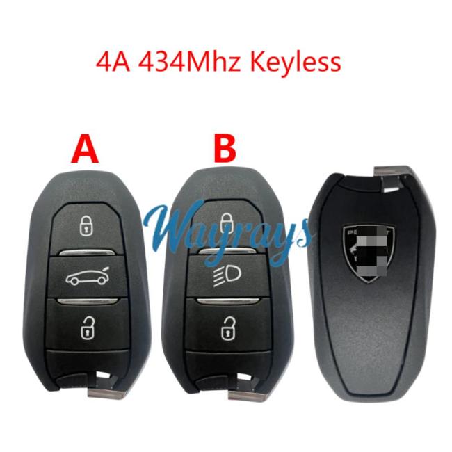 Original for Peugeot (New style) 4A chip 434mhz keyless 3 button remote key