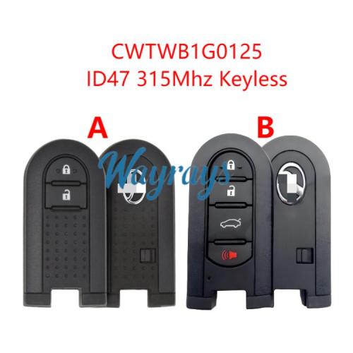 Original for Toyota/Perodua CWTWB1G0125 ID47 chip 434mhz keyless 2/3+1 button remote key