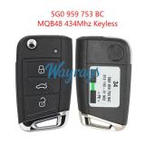 Original for VW 5G0 959 753 BC MQB48 chip 434mhz keyless 3 button remote key