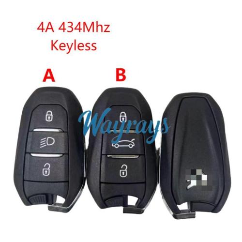 Original for Citroen 4A chip with 434mhz keyless 3 button remote key