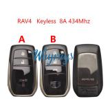 Original for Toyota RAV4 8A chip 434mhz keyless 2/3 button remote key