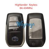 Original for Toyota Highlander 8A chip 434mhz keyless 3 button remote key