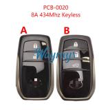 Original for Toyota PCB 0020 8A chip 434mhz keyless 2/3 button remote key