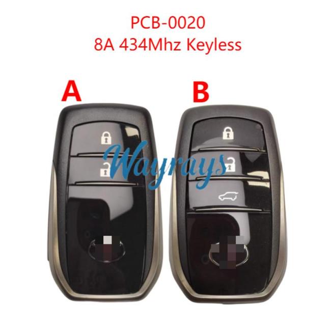 Original for Toyota PCB 0020 8A chip 434mhz keyless 2/3 button remote key