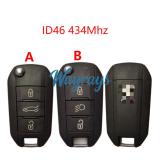 Original for Peugeot ID46 chip 434mhz 3 button remote key
