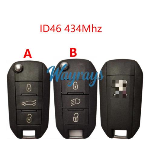 Original for Peugeot ID46 chip 434mhz 3 button remote key