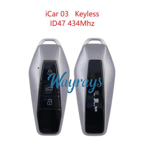 Original for Chery iCar03 ID47 chip 434mhz keyless 3 button remote key