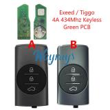 Chery Exeed/Tiggo 4A chip 434mhz keyless 3 button remote key，Green PCB,different from Blue PCB