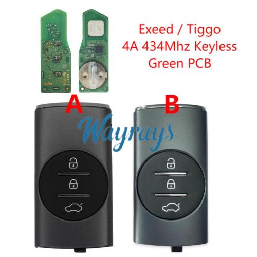 Chery Exeed/Tiggo 4A chip 434mhz keyless 3 button remote key，Green PCB,different from Blue PCB