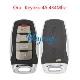 Original for GWM ORA 4A chip with FSK 434mhz keyless 3+1 button remote key