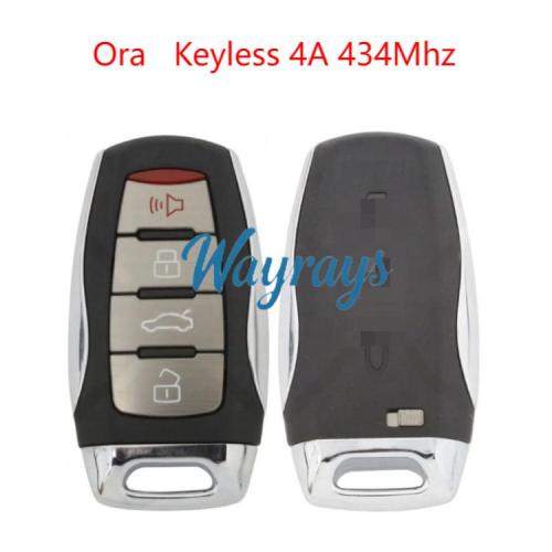 Original for GWM ORA 4A chip with FSK 434mhz keyless 3+1 button remote key