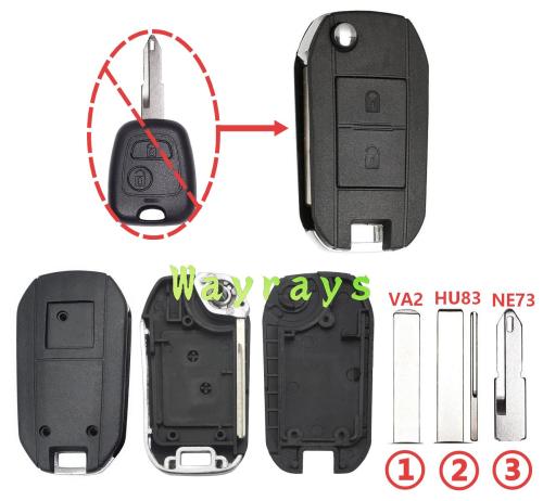 For Peugeot key shell with square logo place