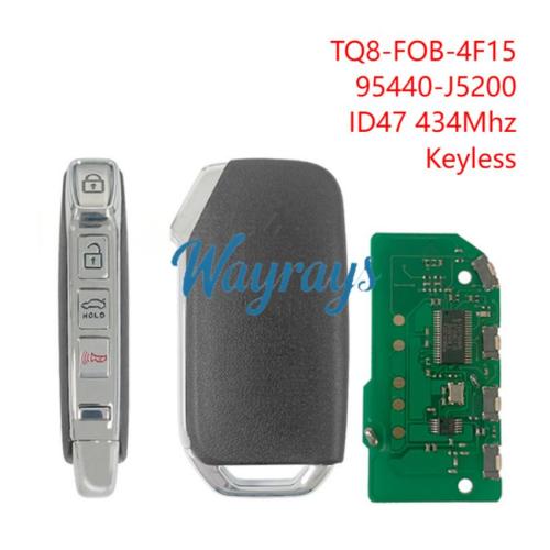For Kia Stinger 95440-J5200 TQ8-FOB-4F15 4A chip with 434mhz keyless 3+1 button remote key