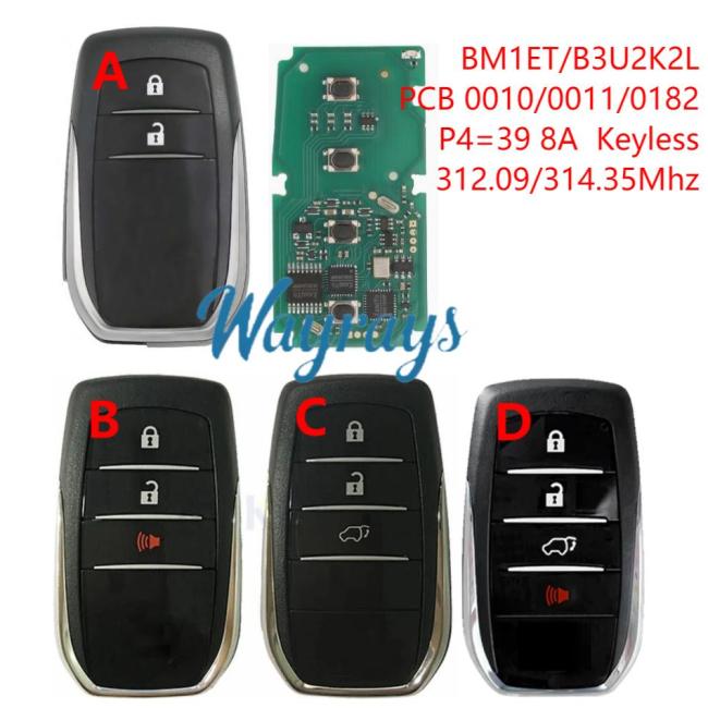 For Toyota BM1ET PCB 0010/0011/0182 8A chip with 312.09/314.35 keyless remote key