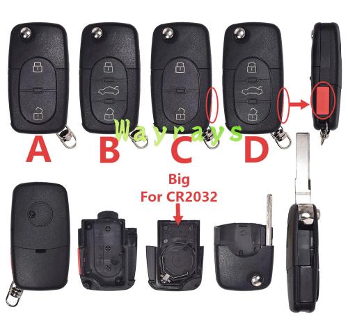 [For CR2032 big battery]  For VW key shell  with round logo place
