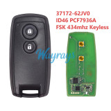 For Suzuki SX4 Grand Vitara Swfit 37172-62JV0 ID46 chip PCF7936A with FSK 434mhz keyless 2 button remote key