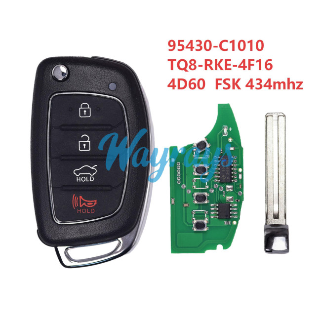 For Hyundai Sonata 95430-C1010 TQ8-RKE-4F16 4D60 chip with FSK 434mhz 3+1 button remote key